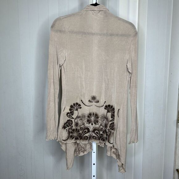 Fiorella Rubin Draped Cardigan Floral Print Beige Nude Made in Italy Size XS - Picture 7 of 7